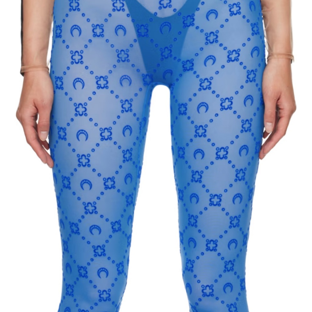 Marine Serre Blue Sheer Patterned Leggings